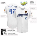 Jersey White Authentic Custom Blue-Navy Baseball
