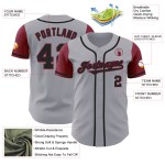 Gray Baseball Tone Black-Crimson Two Custom Authentic Jersey
