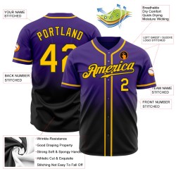 Authentic Fashion Custom Purple Jersey Gold-Black Baseball Fade Authentic Fashion Custom Purple Jersey Gold-Black Baseball Fade