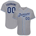Navy Gray Authentic Pinstripe Jersey Baseball Custom Navy-Light Blue