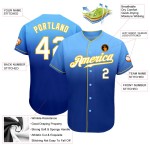 White-Royal Custom Baseball Jersey Fade Blue Fashion Light Authentic White-Royal Custom Baseball Jersey Fade Blue Fashion Light Authentic