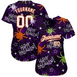 3D Jersey Authentic Baseball Happy Halloween Spiders Pattern Custom