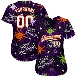 3D Jersey Authentic Baseball Happy Halloween Spiders Pattern Custom 3D Jersey Authentic Baseball Happy Halloween Spiders Pattern Custom