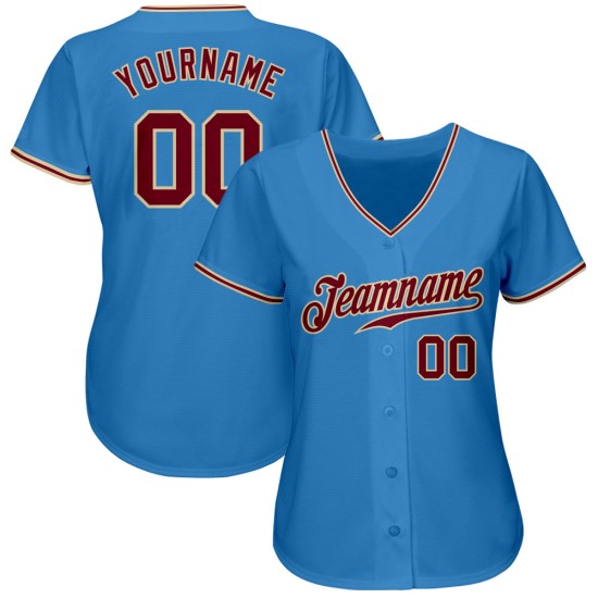Custom Cream Crimson-City Jersey Powder Authentic Baseball Blue
