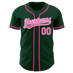 Custom Authentic Jersey Pink-White Baseball Green Custom Authentic Jersey Pink-White Baseball Green