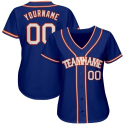 Baseball Authentic Jersey White-Orange Royal Custom Baseball Authentic Jersey White-Orange Royal Custom