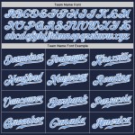 Custom Navy White Pinstripe Light Blue-White Authentic Baseball Jersey Custom Navy White Pinstripe Light Blue-White Authentic Baseball Jersey