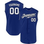 Sleeveless White-Black Jersey Custom Baseball Authentic Royal Sleeveless White-Black Jersey Custom Baseball Authentic Royal