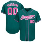 Custom Jersey Baseball Pink-White Teal Authentic