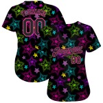 Pattern 3D Custom Black-Pink Authentic Stars Jersey Colorful Graffiti Creative Baseball