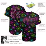 Pattern 3D Custom Black-Pink Authentic Stars Jersey Colorful Graffiti Creative Baseball