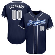 Gray-White Jersey Baseball Custom Navy Authentic