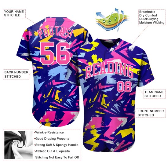Jersey Custom Baseball Authentic Music 3D Festival Design Pattern