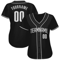 Custom Black White Authentic Baseball Jersey Custom Black White Authentic Baseball Jersey