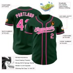 Custom Authentic Jersey Pink-White Baseball Green