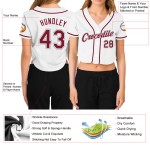 Cropped Custom Baseball Women's Jersey V-Neck White Crimson-Gray Cropped Custom Baseball Women's Jersey V-Neck White Crimson-Gray